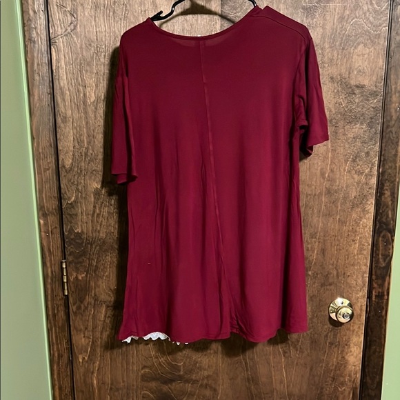 MOA Burgundy Lace Hem Top - Picture 3 of 3